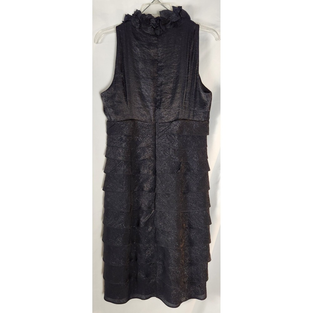 London Times Black Tiered Metallic Whimsygoth/Old-Money/Classic Glam Dress 10 - Picture 4 of 12